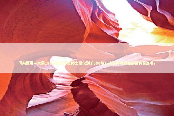 河南郑州一大哥190w的房子卖掉之后仅到手580块！谈谈你对现在房价的看法吧？
